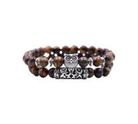 Generisch Argent Bracelet Naturelle Choix Inoxydable Bijoux hibou en naturelle, volcanique, broche rouge E, Bracelet de Couple polyvalent Bleu Message Plusieurs Inoxydable Bijoux (C, One Size)