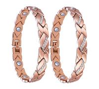 Generisch Armband Konfirmation 2-teiliges rotes Kupferarmband mit starkem Baummagnet-Gesundheitsarmband Fitness Armband Herren, Einheitsgröße, Alliage de zinc, Pas de gemme