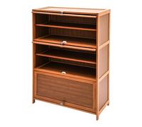 Generisch Armoire à chaussures autoportante en bambou à 7 étages avec portes battantes, 70 cm de large, pour couloir et chambre à coucher, housse en bambou naturel