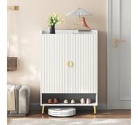 Generisch Armoire à chaussures avec 2 portes, étagère à chaussures, armoire à chaussures à 3 niveaux, tiroir inférieur ouvert, pour couloir, entrée, chambre à coucher, 75 x 35 x 105 cm, blanc