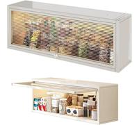Generisch Armoire de cuisine murale de grande capacité - Ustensiles - Pas de perçage nécessaire - Avec porte pliante givrée - Design blanc élégant - Parfait pour les petits espaces