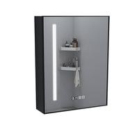 Generisch Armoire de salle de bain avec miroir LED, miroir cosmétique, miroir mural avec rangement et interrupteur intelligent, en aluminium, gris, 40 x 62 cm