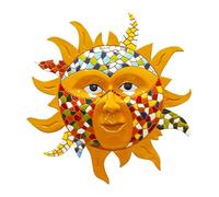 Generisch Art Mural Soleil pour Extérieur - Métal Rétro Sculpture Suspendue, Design | Décoration Créative Visage De Soleil Au Design Moderne Pour Jardin, Terrasse, Salon