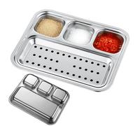 Generisch Assiette à sauce divisée - Assiette à sauce pour épices, sauces et sauces, 4 compartiments pour le camping, les sushis, les fêtes, les apéritifs au soja