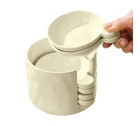 Generisch Assiette à sauce et support en céramique de 8,9 cm avec boîte de rangement pour sauce soja, condiments, mini récipients, cuisine, barbecue, fête, collation, porcelaine blanche