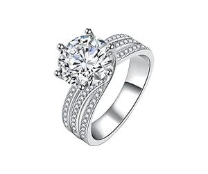Generisch Assortiment de bagues en métal pour femme Moissanite Twisted Bagues de fiançailles, d'anniversaire de mariage, promesses, bagues pour mariée, petite amie, ensemble de bagues réglables