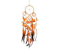 Generisch Attrape-rêves orange - Sommeil sans cauchemar, décoration murale bohème faite à la main, ornement à plumes naturelles, 60 cm, grand mobile suspendu, cadeau pour chambre d'enfant, chambre