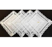Generisch AUDE Home Lot de 4 napperons brodés avec motif edelweiss 20 x 20 cm
