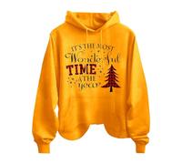 Generisch AUE "'S The Most Wonderful Time of The Year" Lettres imprimées Mode Décontracté Manches Longues Sweat à capuche pour femme, Orange, M