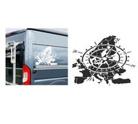 Generisch Autocollant motif carte d'Europe / boussole - Silhouette (311/1) - Gris argenté brillant - 50 x 40 cm, Sticker Voiture Exterieur