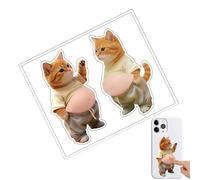 Generisch Autocollants 3D amusants pour le ventre de chat - Petits autocollants animaux pour journal , carnet de notes, journal, tasse, bouteille d'eau, tablette, skateboard, bagages,