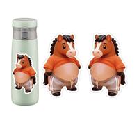 Generisch Autocollants cheval - Autocollants en forme d'animal | Bande adhésive 3D Cheval de dessin animé | 2 autocollants de scrapbooking | Peinture aquarelle artistique pour travaux manuels Journal