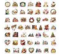 Generisch Autocollants de Noël - 100 pièces tire-bouchon de vacances | Colle sur bouteilles d'eau, maison de Noël festive, élan, designs, décoratifs pour les faveurs de fête, collants, enveloppes