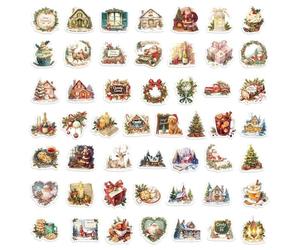 Generisch Autocollants de Noël - 100 pièces tire-bouchon de vacances | Colle sur bouteilles d'eau, maison de Noël festive, élan, designs, décoratifs pour les faveurs de fête, collants, enveloppes