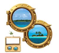 Generisch Autocollants de porte - Lot de 2 aimants nautiques hublot - Protection de porte magnétique - Autocollants décoratifs pour réfrigérateur et porte - Accessoire d'intérieur amusant pour balcon