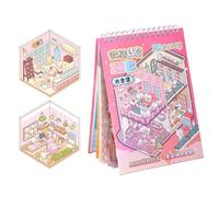 Generisch Autocollants de scène de maison - Papier spécial + 190 x 135 mm - Autocollant miniature de maison de dessin animé avec 3D - Pour scrapbooking, journaling, scrapbooking esthétique - Éléments