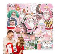 Generisch Autocollants de vacances - Autocollants de Noël | 50 autocollants roses sur le thème des fêtes en vrac, autocollants de Noël joyeux autocollants décoratifs pour enfants, adultes, famille
