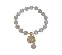Generisch Avec Lune Mm Bijoux pour femmes, Design de haute qualité, bijoux perlés à la main Jonc Inoxydable Inoxydable Rose Anneaux (White, One Size)