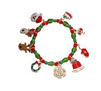 Generisch Avec Noir Pierres Classique Bracelet 4 Anneaux Festive Santa Reindeer Snowflake Bell And More Elastic Bracelet Choix Naturelle Rose Quartz Bracelet (Green, One Size)