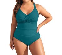 Generisch Badeanzug Badeanzug Damen Wickeloptik Geraffte Bauchkontrolle Asymmetrische Einteilige Bademode Swimsuit Bauchweg Schlankheits Push Up Bademode V Ausschnitt Sexy Modische Sommer