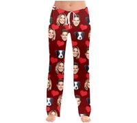 Generisch Baggy Pantalons de Jogging Femmes Bricolage Image Design Sens Taille Haute Originalité Casual Pantalons, rouge, XXL