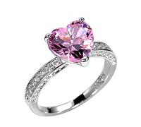 Generisch Bague de fiançailles en forme de cœur avec zircone - Bague de mariage - Belle bague pour femme, 10, Métal, Aucune pierre précieuse