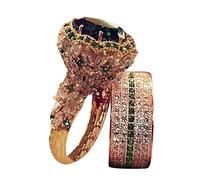 Generisch Bague de fiançailles faite à la main de mariage - Cadeau de luxe blanc - Bagues O - Ensemble de joints plats, 6, Métal, Aucune pierre précieuse