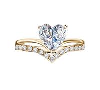 Generisch Bague de fiançailles Princesse Personnalisée en forme de cœur Bagues en diamant zircon pour femmes Anneaux O en acier, 9, Alliage de zinc, Aucune pierre précieuse