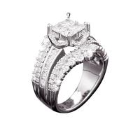Generisch Bague de mariage et de fiançailles carrée 3 en 1 plaquée or pour femmes Bagues entrelacées, B, Alliage de zinc, Pas de pierre précieuse