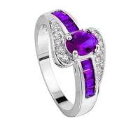 Generisch Bague en argent bon marché 1 bague pour femme avec pierre de naissance, bague de fiançailles pour femme, anniversaire, mariage, bague de promesse, 7, Alliage d'aluminium