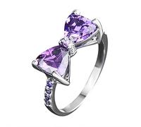 Generisch Bague en diamant avec nœud violet - Élégante bague string pour femme - Bague en zircone pour femme - Taille 5 à 10 - Argent 925, 5, Métal, Aucune pierre précieuse