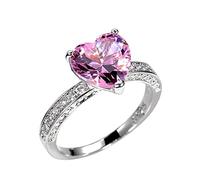 Generisch Bague en forme de cœur élégante pour femme avec zircon plein de zircon pour femme Taille 6-10 Ensemble de bagues angulaires (rose, 8)