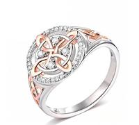 Generisch Bague en forme de nœud de sorcière faite à la main, anneau nœud bicolore avec zircone, bijou en argent pour femme - Bijou parfait pour vos boucles d'oreilles préférées, 11, Métal