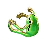 Generisch Bague grenouille à feuilles - 5 g - Bijou animal - Manchette d'oreille créative - Bague amusante en résine faite à la main - Clips d'oreilles sans perçage - Ornement vintage en métal