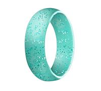 Generisch Bague large en silicone bleu mm - Bague de yoga - Avec perle claire - Série des anneaux anglais (bleu, B6)