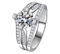 Generisch Bague pour femme en argent sterling 925 - Bague de fiançailles pour elle - Anniversaire de mariage - Coussin de mariage, 7, Cuivre, Aucune pierre précieuse