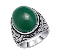 Generisch Bague rétro européenne en argent antique naturel sculpté pour homme, tailles 7, 8, 9, 10 anneaux en macramé en bois, 37 cm, C, Métal, Pas de pierre précieuse