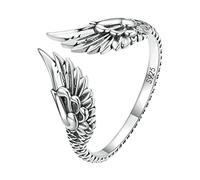 Generisch Bagues Bleu Argent Simple Rétro Ailes Bague Broche Des Anneaux, taille unique, Argent, Pas de pierre précieuse