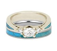 Generisch Bagues de Fiançailles en 585 À Ma Fille Argent Pierre Précieuse Naturelle Ensemble 2 Pièces Bague Simple Bijoux Fantaisie Accessoires Populaires Bagues Élastiques pour Femmes (Argent, 9)