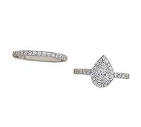 Generisch Bagues Gemme Goutte d'eau Argent Zircon Mariée Strass Bague de Fiançailles Bague Solitaire en Zircon Pleine 5 11 Anneaux Arrière, 11, Métal, Aucune pierre précieuse