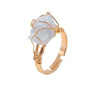 Generisch Bagues Gymnastique Intérieur Réglable Bagues en Pierre Précieuse Anneau Fil de Cuivre Bague Irrégulière Colorée Pierre Précieuse pour Femmes et Filles Bijoux Bagues Femmes Argent, taille