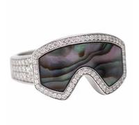 Generisch Bagues papillon en forme de lunettes de ski - Bijoux de sports d'hiver pour les amateurs de ski - Graines de souci bio, 3 2 2, plastique, Pas de pierre précieuse