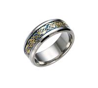 Generisch Bagues pour barre en argent - Anneau dragon en titane - Anneau en acier doré - Écharpe de portage (bleu, taille unique)