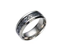 Generisch Bagues pour barre en argent - Anneau dragon en titane - Anneau en acier doré (noir, taille unique)