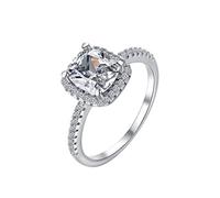 Generisch Bagues pour doigts fins pour femmes S925 Bague zircon couple bague diamant carrée hommes anneaux argent 925 (argent, 5)