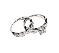Generisch Bagues réglables pour femme Solitaire Bague de fiançailles Bague de promesse Bague de mariage Ensemble de bijoux de mariée simulés Ensemble de bagues O 20, 7, Métal, Aucune pierre précieuse