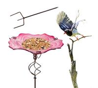 Generisch Bain d'oiseaux pour l'extérieur | Piquet de sol artificiel | Bain d'oiseaux debout en métal | Pour jardin, balcon, cour, pelouse, colibri, perruche, abeille, oiseaux chanteurs