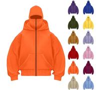 Generisch Balaclava Sweat à capuche pour homme avec fermeture éclair, sweat à capuche zippé avec cagoule, veste de survêtement ninja oversize masque, sweat-shirt avec double capuche, coupe-vent Y2K