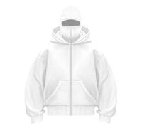 Generisch Balaclava Y2K 2025 Sweat à capuche pour homme avec masque facial cagoule Y2K 2025 Fermeture éclair intégrale Veste surdimensionnée Veste d'hiver Sweat-shirt et poche Veste chaude mi-saison