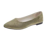 Generisch Ballerines confortables à enfiler pour femme avec bout carré pour les loisirs - Combinables avec shorts, jeans, pantalons larges, jupes, robes, talons bas, semelle antidérapante, Vert armée